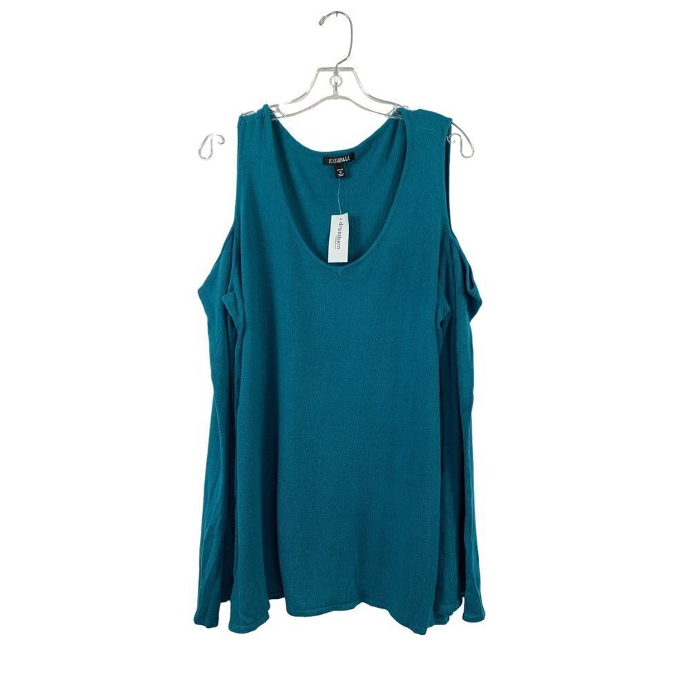 Roz & Ali Women's A Side Of Teal Cold Shoulder Top